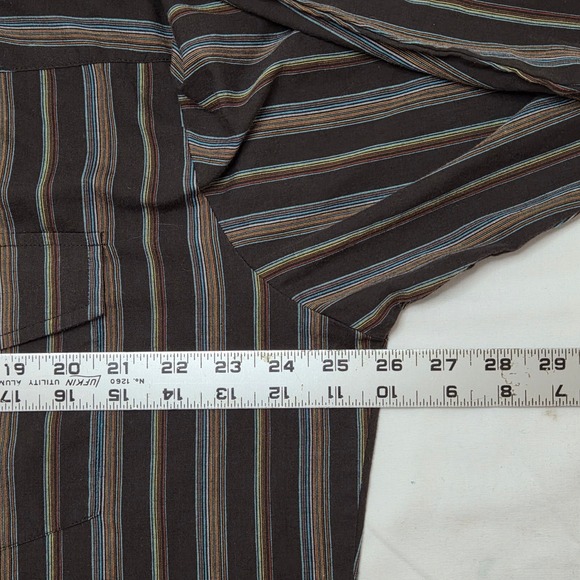 Roper Western Cowboy Shirt Brown Striped Long Sleeve Button Up Mens XLT - Picture 6 of 7